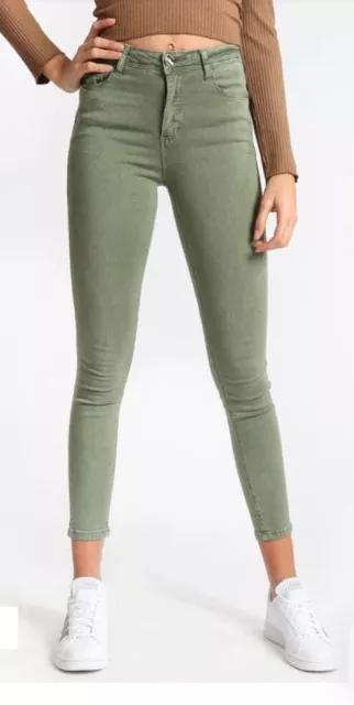 nuovi push up Jeans donna vita alta pantaloni skinny tipo slim sexy colore verde