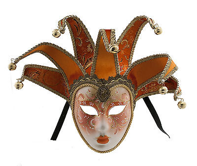Mask from Venice Volto Jolly Orange And Golden 7 Spikes for Prom Costume 756 V25