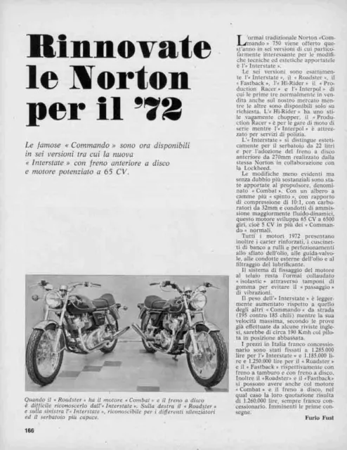 advertising Pubblicità-NEWS MOTO NORTON 1972- MOTO EPOCA-MAXIMOTO MOTOSPORT
