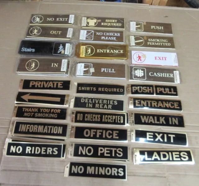 Vintage Lot 60 Assorted Signs Stickers Retail Services Theatre Public Places  I7