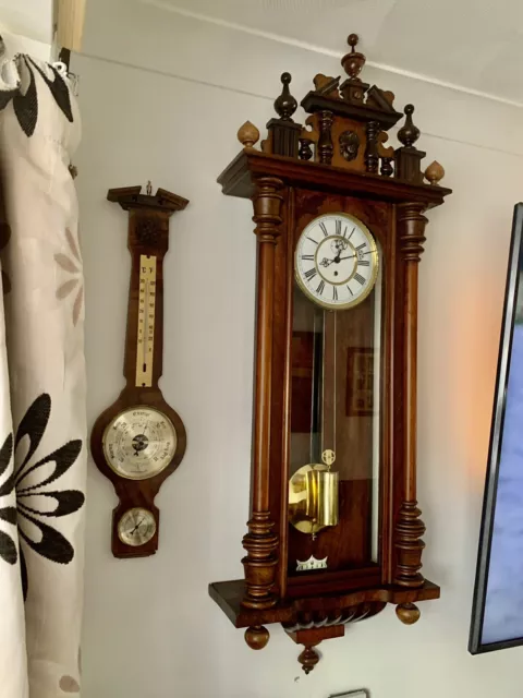 1900  Impressive Antique Austrian Vienna Single Weigh/Train Mahogany Case Clock