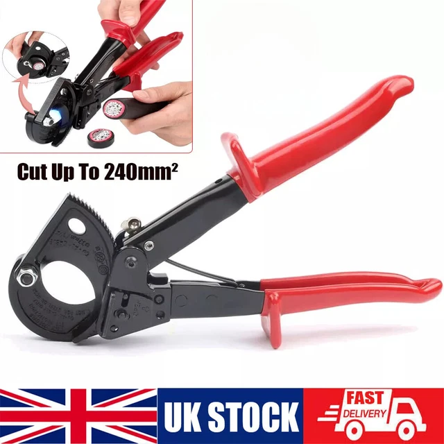 HEAVY DUTY RATCHET Cable Cutter Ratcheting Wire Cut Hand Tool Cut Up To ...