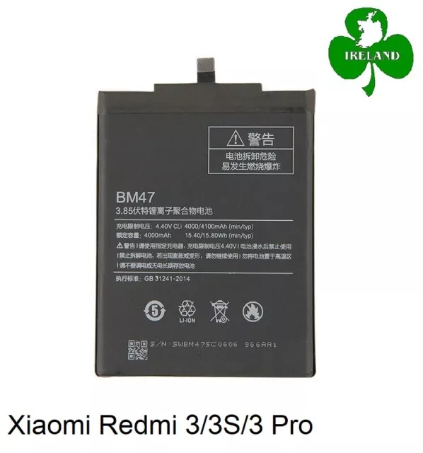 For Xiaomi Redmi 3 3S 3Pro Internal Battery 4100mAh MI BM47 Battery Replacement
