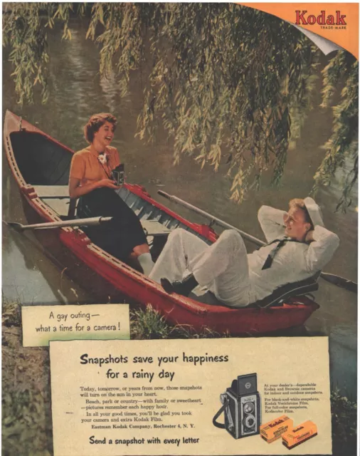 1952 Kodak Brownie Camera Film Kodacolor Verichrome Vintage Magazine Print Ad