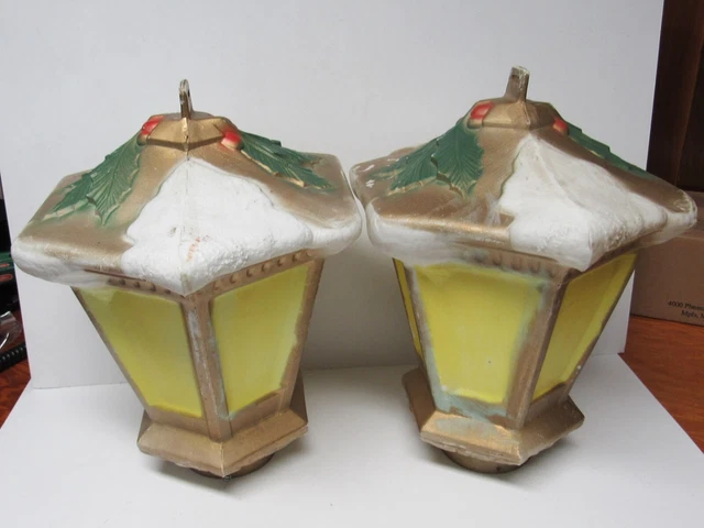 Pair of Poloron Blow Mold -Holiday Christmas Candle Lamp Post Lantern- Tops Only