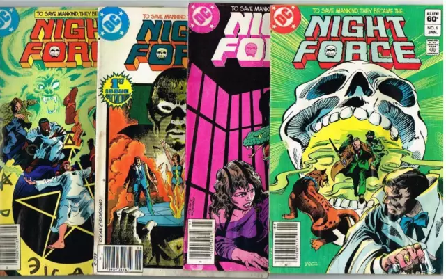 4 DC Comics: Night Force 1982 Vol 1 Nov No 4, Aug No1, Sep No 2; & 1983 Jan No 6