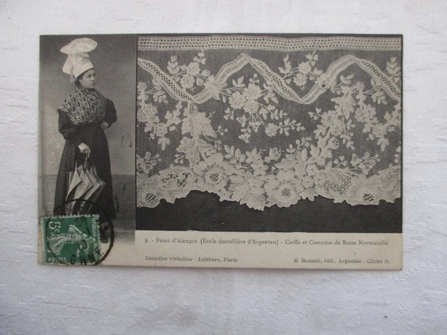 Cpa Orne Normandy Point D'alencon Schools Silver Lacemaker Headdresses & Costume