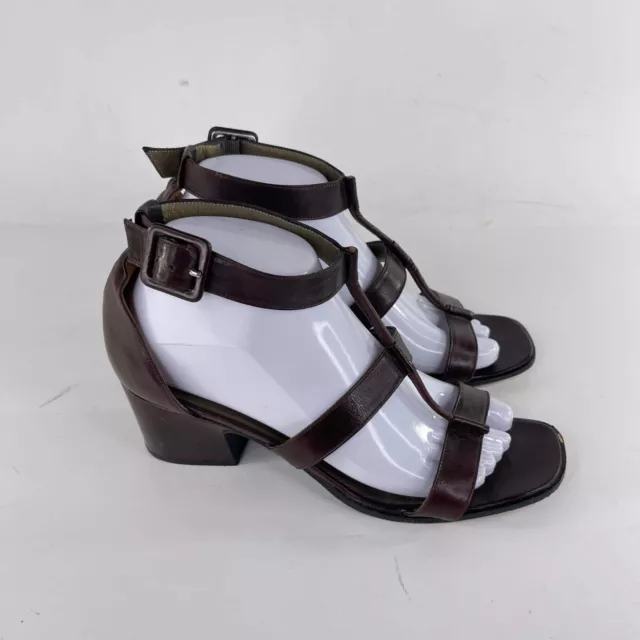 Yves Saint Laurent Italy women YSL Brown Strappy Sandals US 8 M Ankle strap heel