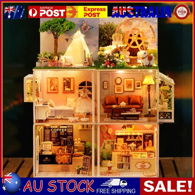 Diy Doll House Music+led Light Villa Model Building Kit Wooden