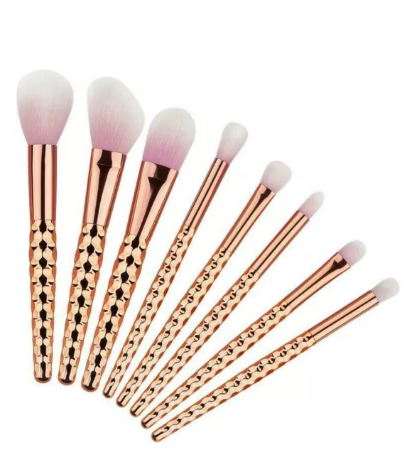 8pc Professionale Pennelli Makeup Oro Rosa Fondotinta Contorno Polvere Set UK