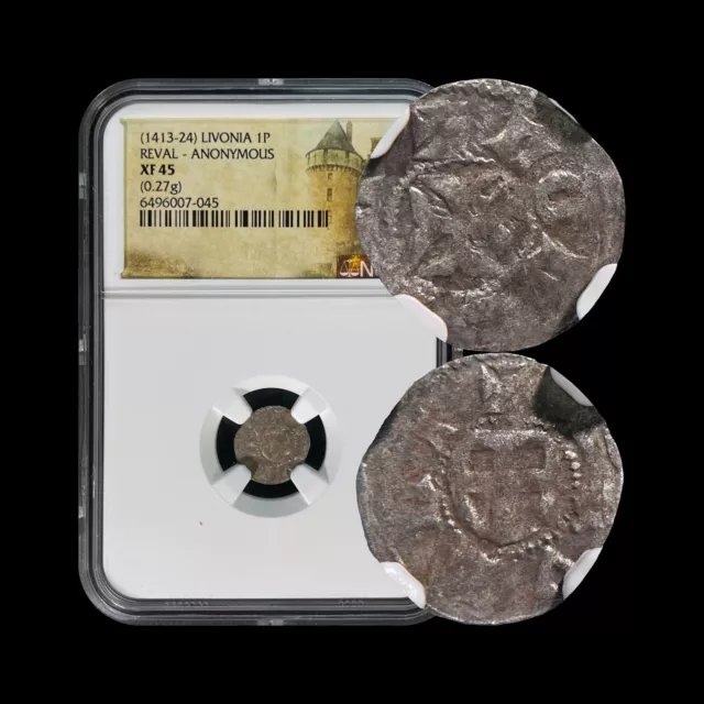 LIVONIA. 1413, Lübische, Silver - NGC XF45 - Teutonic Order, Reval, Tallinn 045