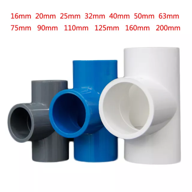 PVC 3-WAY 16MM-200MM ID Equal Water Supply Pipe Fittings Adapter
