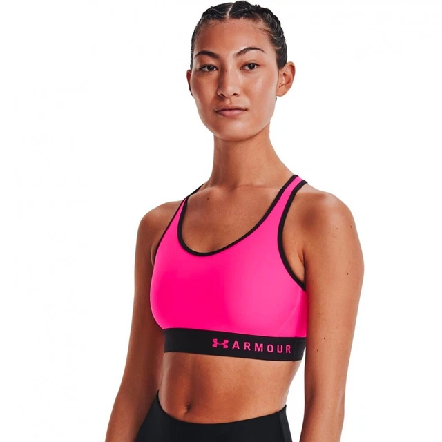 Under Armour Heatgear Mid Keyhole Donna Fitness SPORTS Reggiseno Rosa/Nero - XS 3