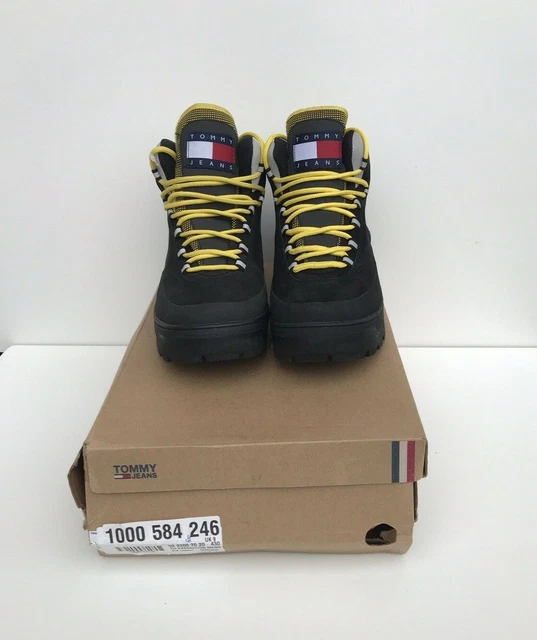 TOMMY HILFIGER EXPEDITION Boots Black Leather Size 9 UK RRP 140 New