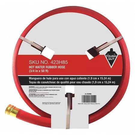 Zoro Select 423H85 Water Hose,Hot/Cold,Rubber,50 Ft.,Red