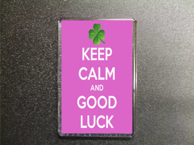 Keep Calm And Good Luck Pink Fridge Magnet Birthday Gift Present