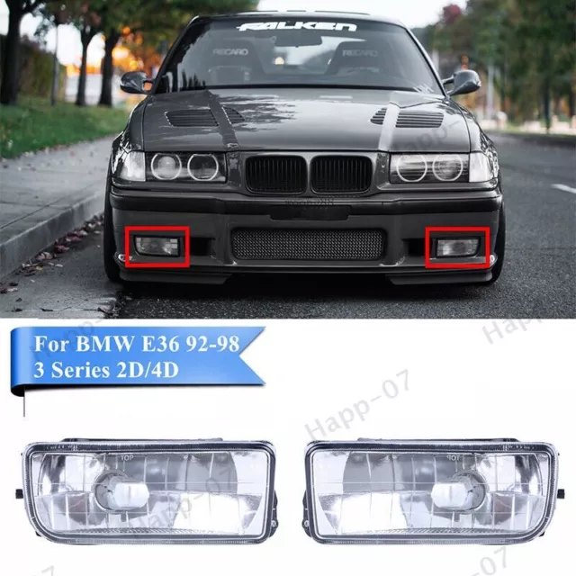 2 For BMW E36 92-98 M3 318 325 Bumper Driving Fog Lights Clear Lens Housing Case
