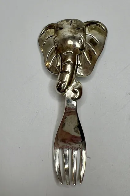 Vintage Godinger Silver Plate Noah's Ark Baby Feeding Fork- Elephant