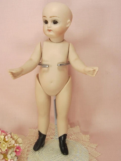 *AT Thullier French Repro 7" Fully Jointed Bisque, Glass Eyes  Artist Doll
