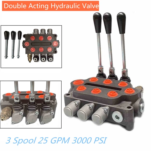 3 Spool 25GPM Hydraulic Control Valve Double Acting for Tractor Loader USA