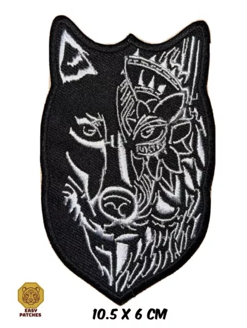 WOLF Embroidered Animal Black Iron/Sew On Patch Biker Heavy Metal Badge