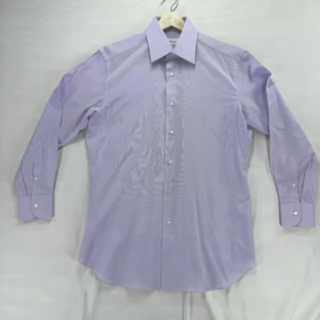 Brioni Men's 39 15.5 Light Purple Long Sleeve Button Up Shirt 100% Cotton Italy