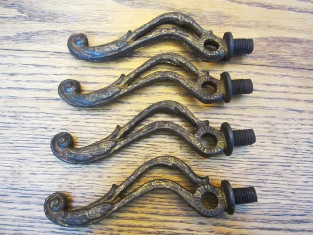 BARBERSHOP 4 Ornate Cast Iron Wall Coat Hat Rack Hooks Victorian Halltree Holder