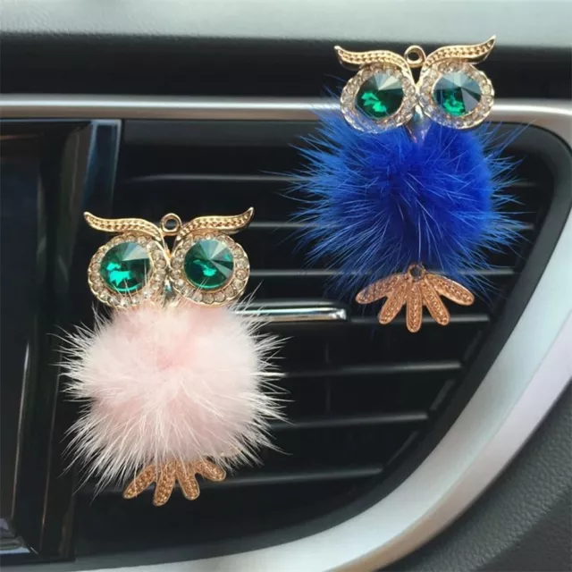 Crystal Owl Car Air Freshener Fluffy Owl Car Perfume Air Vent Clip Auto Interior 3