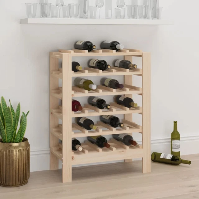 Étagère à Vin En Sapin Pour 24 Bouteilles - Avec Tablette Supérieure, Dimensions 70x70x25 Cm, Finition Naturelle