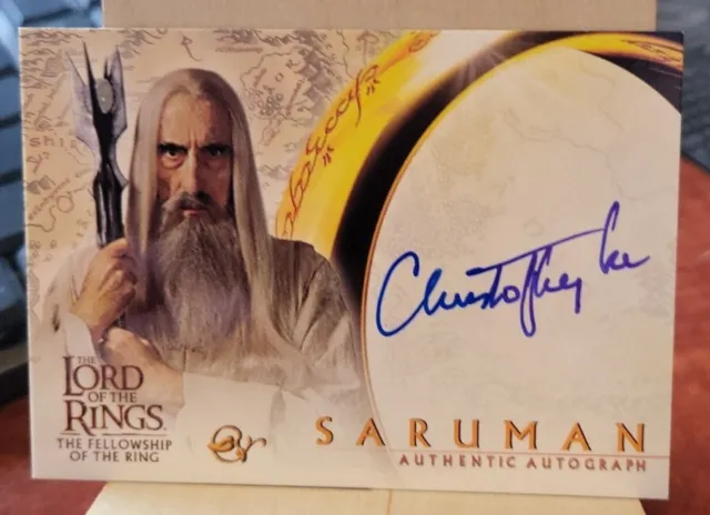 Topps Lord of The Rings Fellowship Christopher Lee Saruman Autograph Signed Card