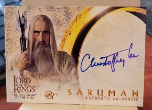 Topps Lord of The Rings Fellowship Christopher Lee Saruman Autograph Signed Card