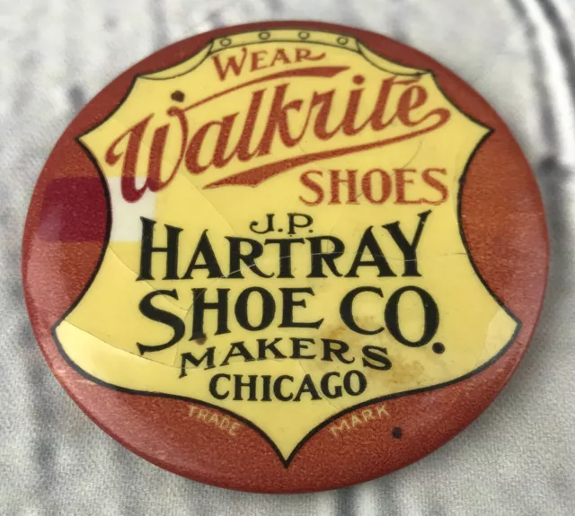 Vtg Advertising Pocket Mirror Walkrite Shoes J P Hartray Shoe Co Chicago IL USA