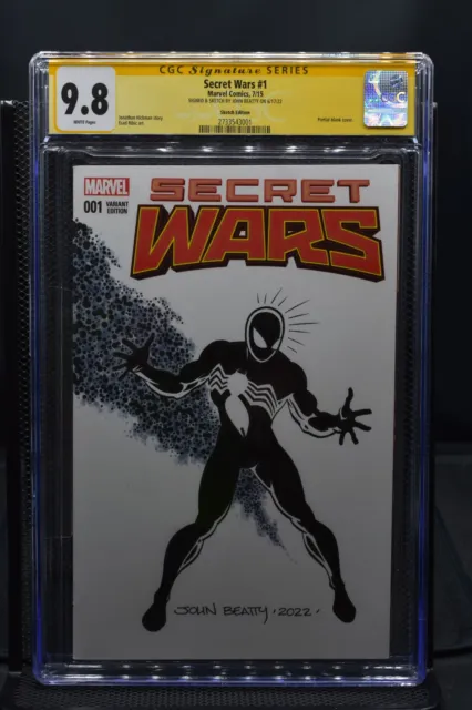 Secret Wars #1 John Beatty Spider-Man SW #8 Homage Sketch Variant CGC 9.8 2015 1