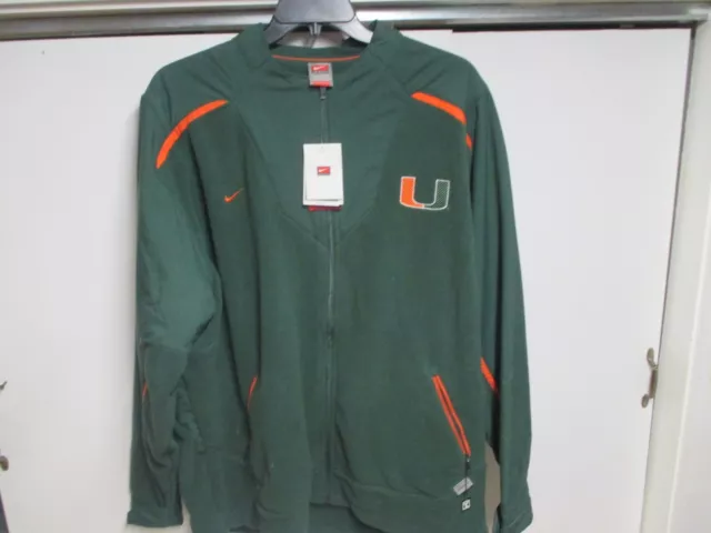 Nike Miami Hurricanes Mens Fleece Ful Zip Jacket (Xxl) Nwt Green Warm, Rare Gem!