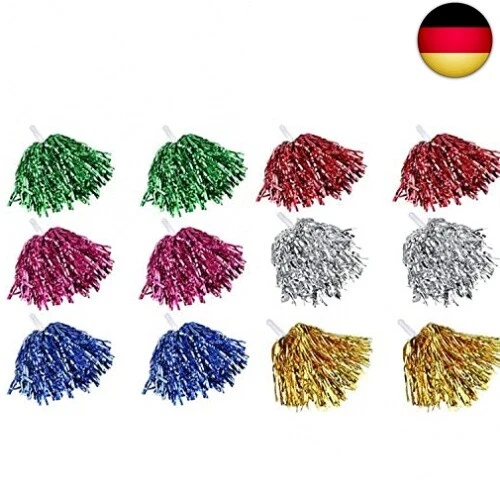 12 Stücke Cheerleader-Pompons, Hell Metallic Cheers Ball Zum, Schule Sport