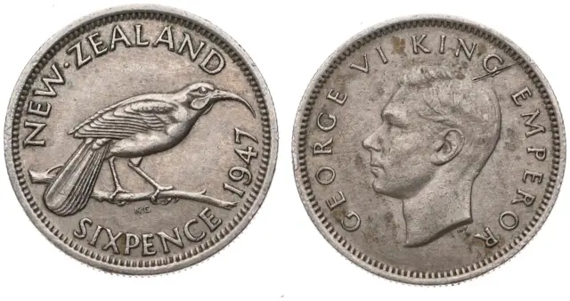 Neuseeland - New Zealand 6 Pence Cents 1947-1965 - verschiedene Jahrgänge