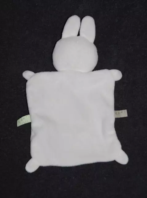 Doudou Plat Lapin Blanc Rond Beige Croix  NICOTOY SIMBA Toys KIABI Visage Brodée 2