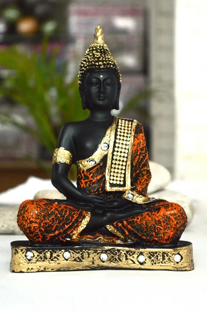 Design Unico Seduto Poliresina Buddha Idol Statua Fiore All'Occhiello Per Casa