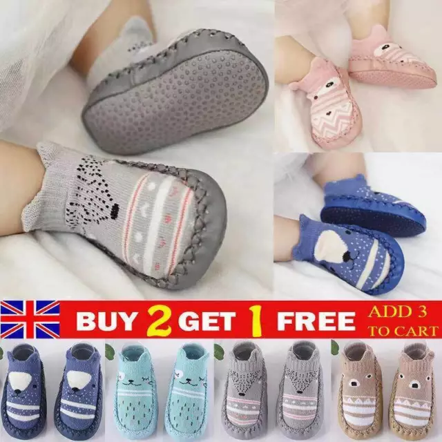 Kids Baby Boys Toddler Anti-slip Floor Slippers Socks Girls Cotton Boot Shoes