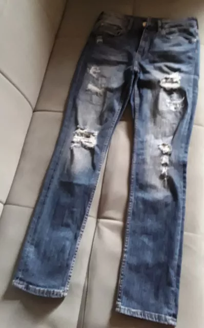 Jeans slim déchiré bleu délavé H&M Garçon 12-13 ans, ajustable Comme neuf