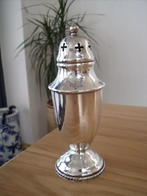 Silver Plated  Sugar Shaker/Caster/Muffineer etched with Floral design.