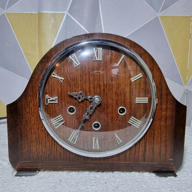 VINTAGE SMITHS WOOD Case Westminster Chime Mantel Clock WORKING 63.21