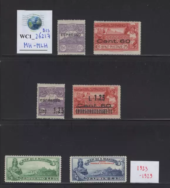 WC1_26217_BIS. SAN MARINO. Nice lot of 1923-1929 special delivery stamps.MH-MLH