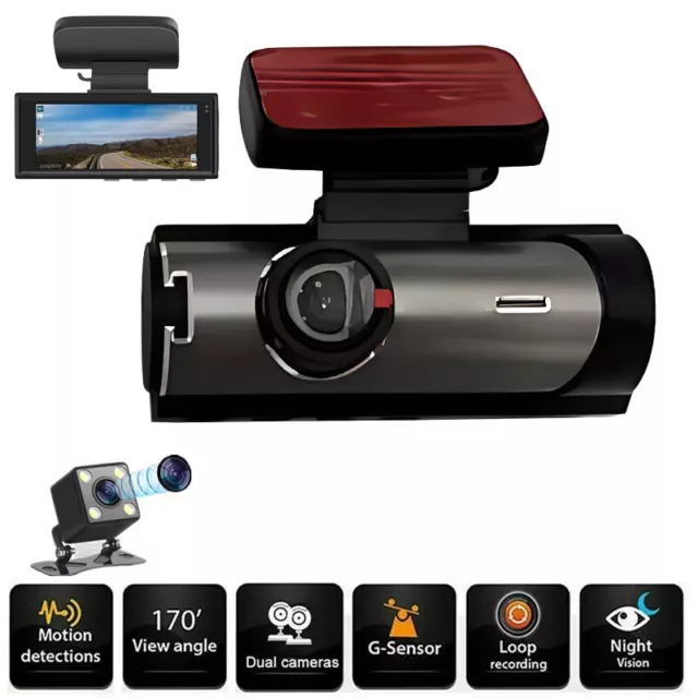 Dash Cam Dual Lens 3.16in Car DVR Dash Camera Front And Inside 1080P Wide Angle