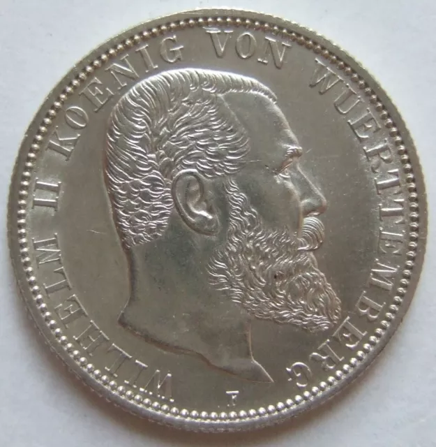Empire 2 Mark Wilhelm II King From Württemberg 1899 F IN Uncirculated