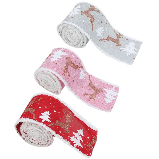 3 rolls of Xmas Party Decorative Ribbons Christmas Crafts DIY Ribbon Wrapping