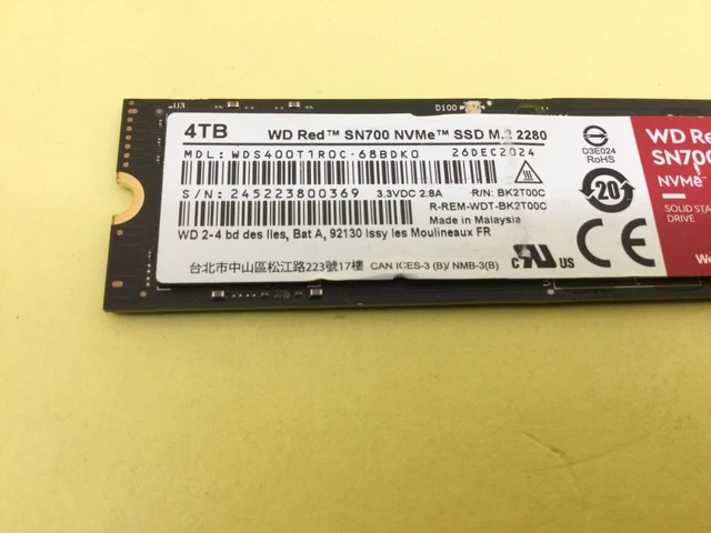 内蔵型SSD WD Red SN700 NVMe SSD 4TB Western Digital 4TB WD Red SN700 SSD Review