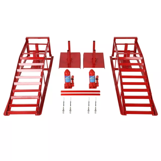 2 Pieces 5 Ton Red Heavy Duty Auto Car Truck Service Ramp Jack Hydraulic Lift