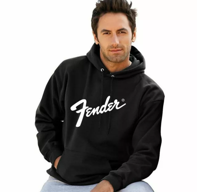 Fender Hoodie Pullover Hooded Sweatshirt Stratocaster Guitars Music Guitarist