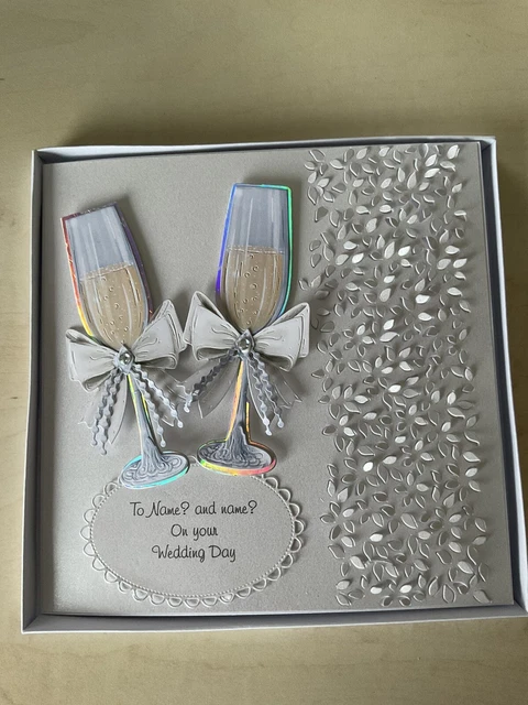 HANDMADE LUXURY PERSONALISED Wedding Day Card Boxed (ivory) £10.85 ...